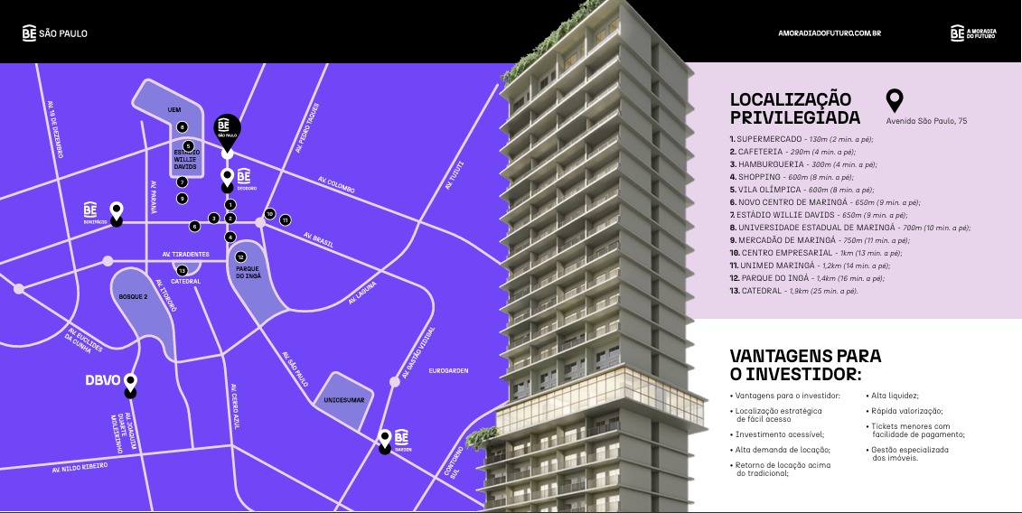 Loft 1 Quarto, 28 m² e 1 Vaga na Zona 01- Maringá/PR
