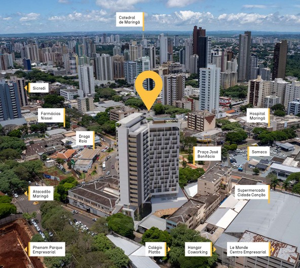 Kitnet com 1 Quarto e 33 m² na Zona 01 - Maringá/PR - 1 Vaga de Garagem