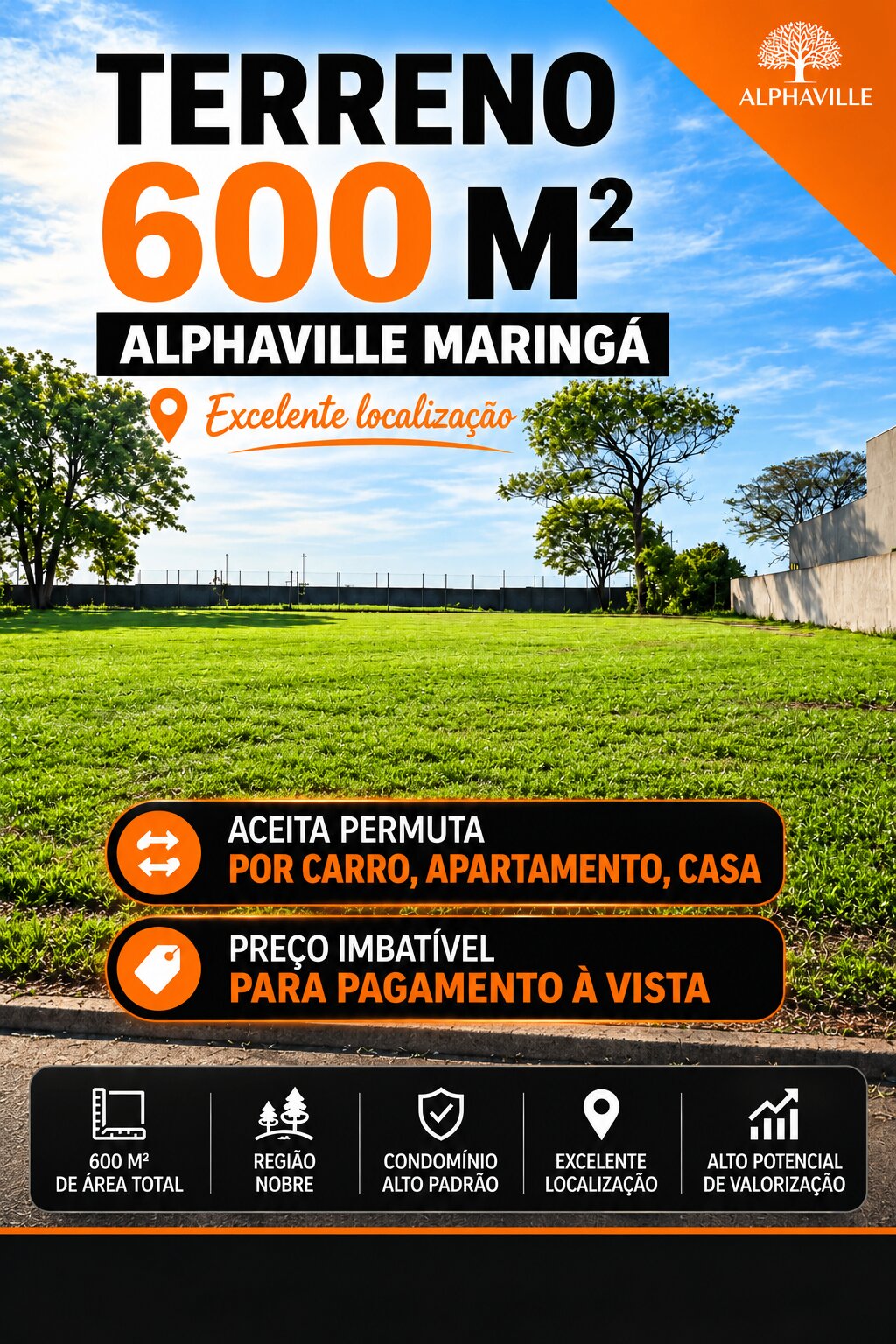OPORTUNIDADE  - TERRENO NO ALPHAVILLE MARINGÁ COM PREÇO ABAIXO DO VALOR DE MERCADO