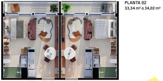 Kitnet com 1 Quarto e 33 m² na Zona 01 - Maringá/PR - 1 Vaga de Garagem