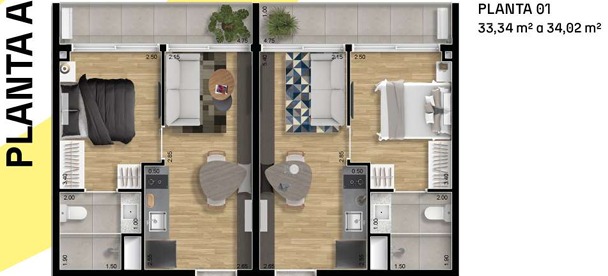 Kitnet com 1 Quarto e 33 m² na Zona 01 - Maringá/PR - 1 Vaga de Garagem
